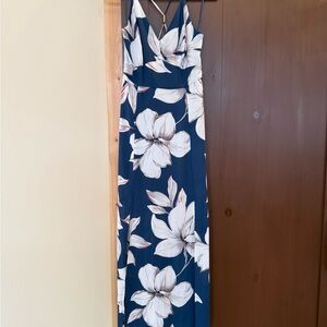 Dynamite Navy and White Floral Maxi Dress